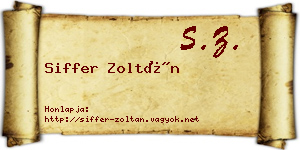Siffer Zoltán névjegykártya